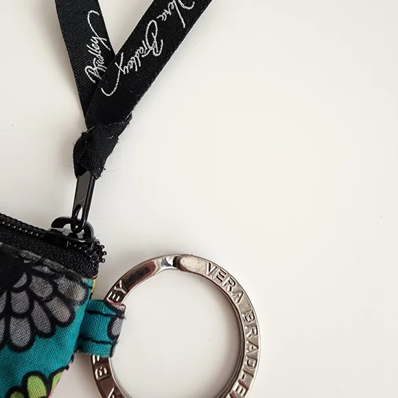 Vera Bradley Teal Floral Quilted ID Keychain Wallet - Picture 3 of 5